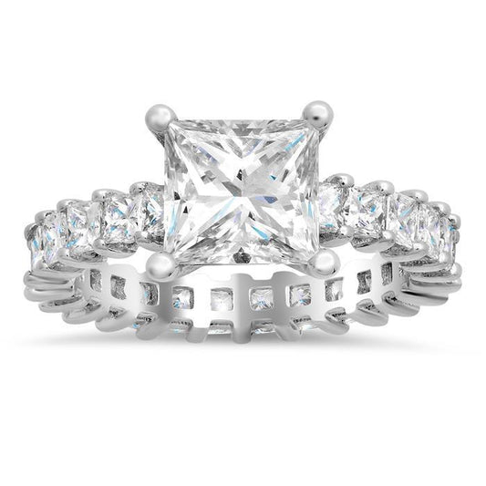 4,80 Ct Princess Schliff Natürliche Diamanten Eternity Ehering Weißgold 14K