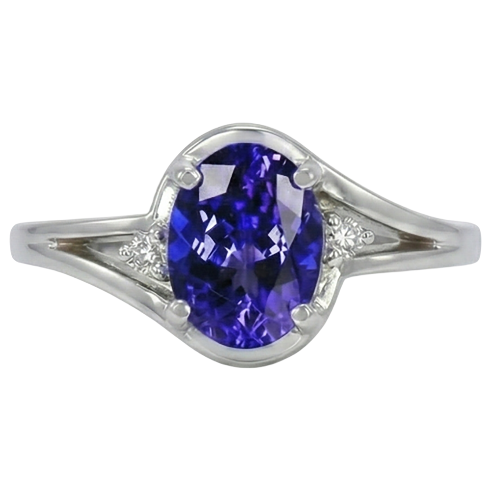 5.10 ct Ovaler Schnitt Tansanit Ring mit Natürlicher Diamants ( nicht im Labor gezüchtet )chmuck Weißgold 14K
