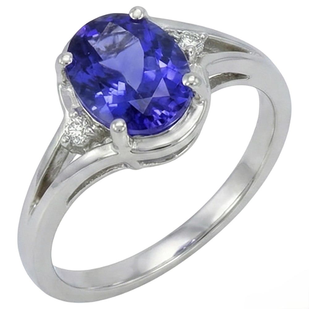 5.10 ct Ovaler Schnitt Tansanit Ring mit Natürlicher Diamants ( nicht im Labor gezüchtet )chmuck Weißgold 14K
