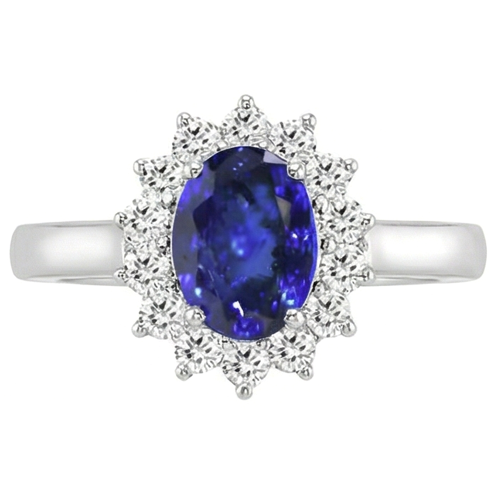 echter oval tansanit 5.30Karat ring Seitenansicht