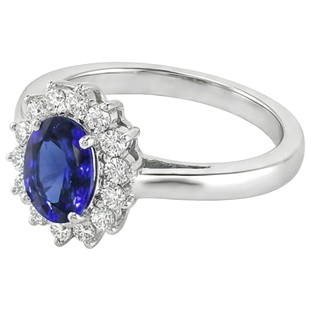 echter oval tansanit 5.30Karat ring Draufsicht
