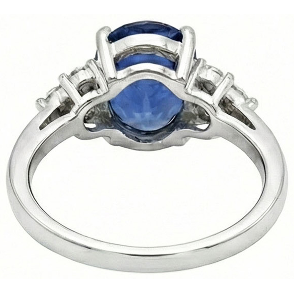 5.30 Kt Ovaler srilankischer Saphir-Diamant-Ring Weißgold 14K
