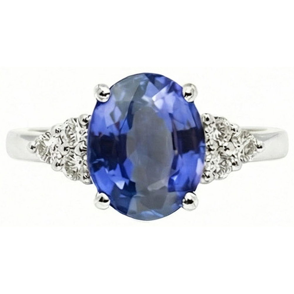 5.30 Kt Ovaler srilankischer Saphir-Diamant-Ring Weißgold 14K