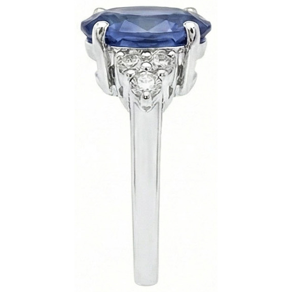 5.30 Kt Ovaler srilankischer Saphir-Diamant-Ring Weißgold 14K