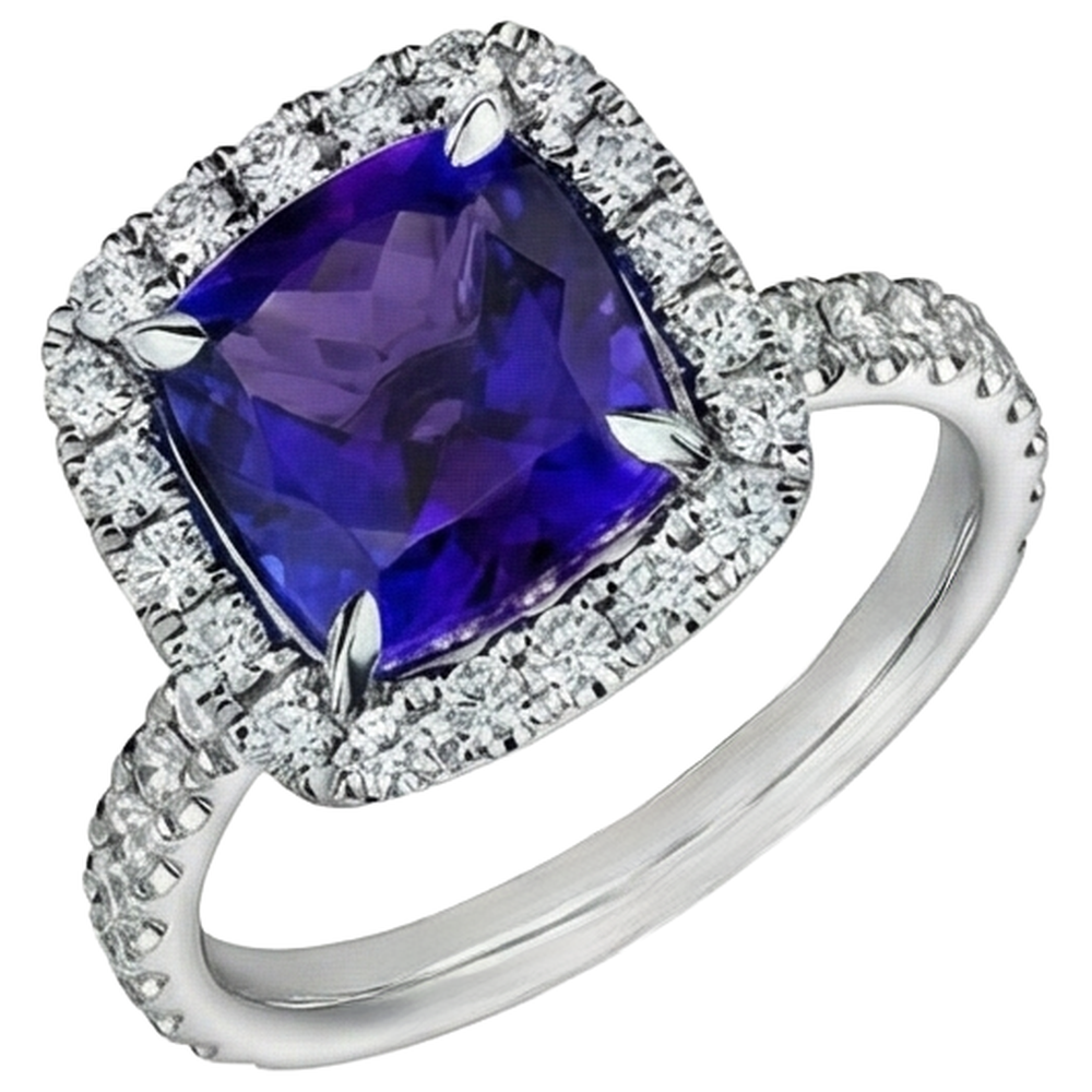 echter round tansanit 5.50Karat ring Detailansicht