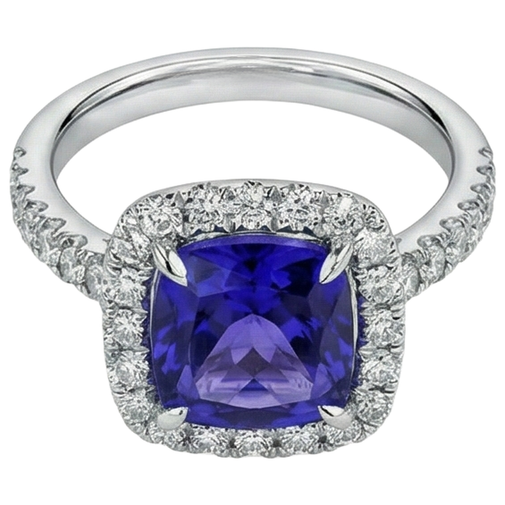 echter round tansanit 5.50Karat ring Draufsicht