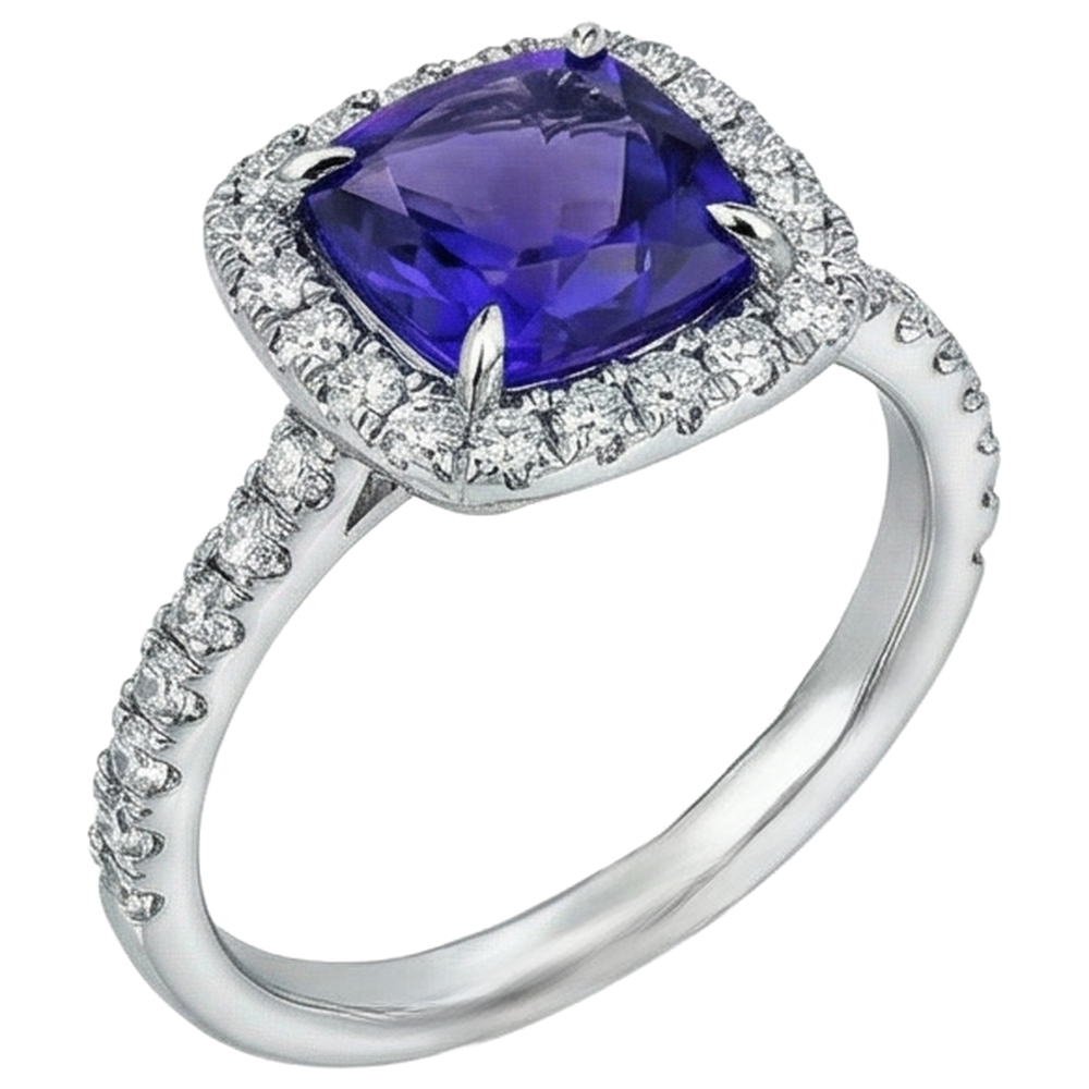 echter round tansanit 5.50Karat ring Profilansicht