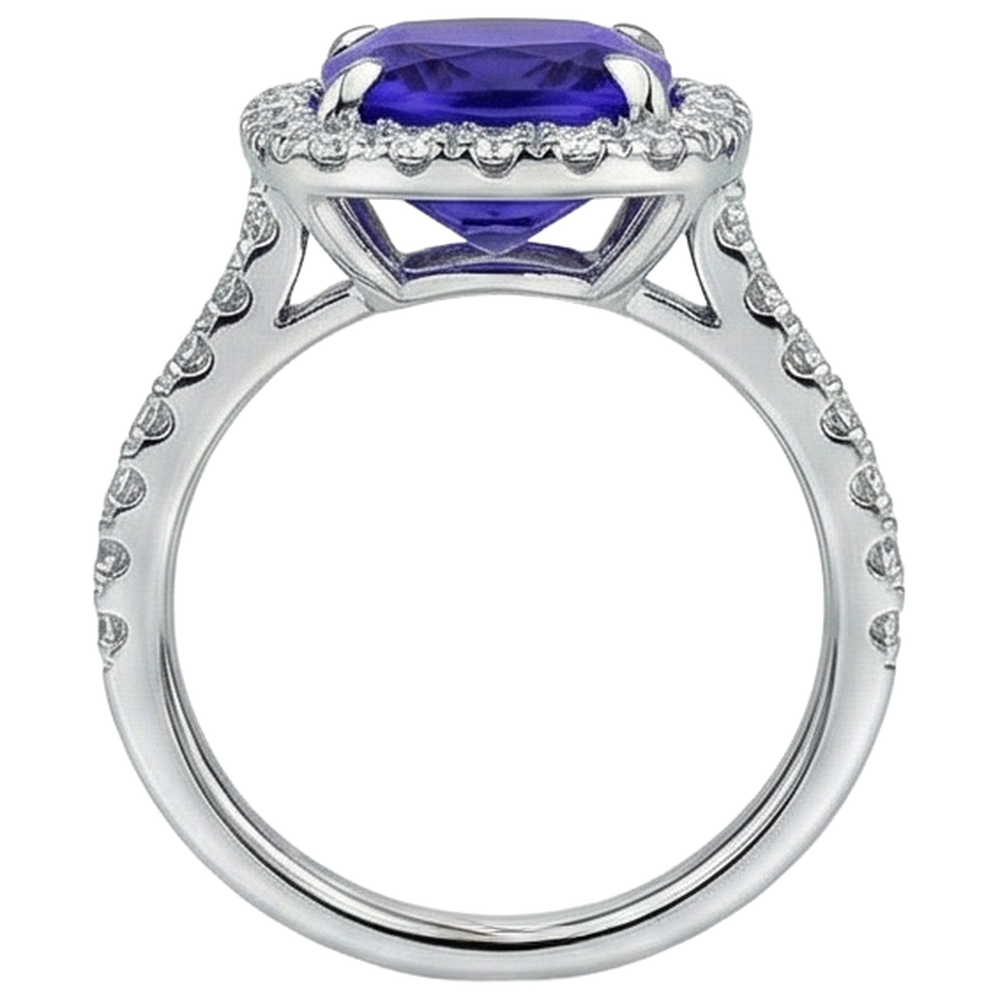 echter round tansanit 5.50Karat ring auf Weiß