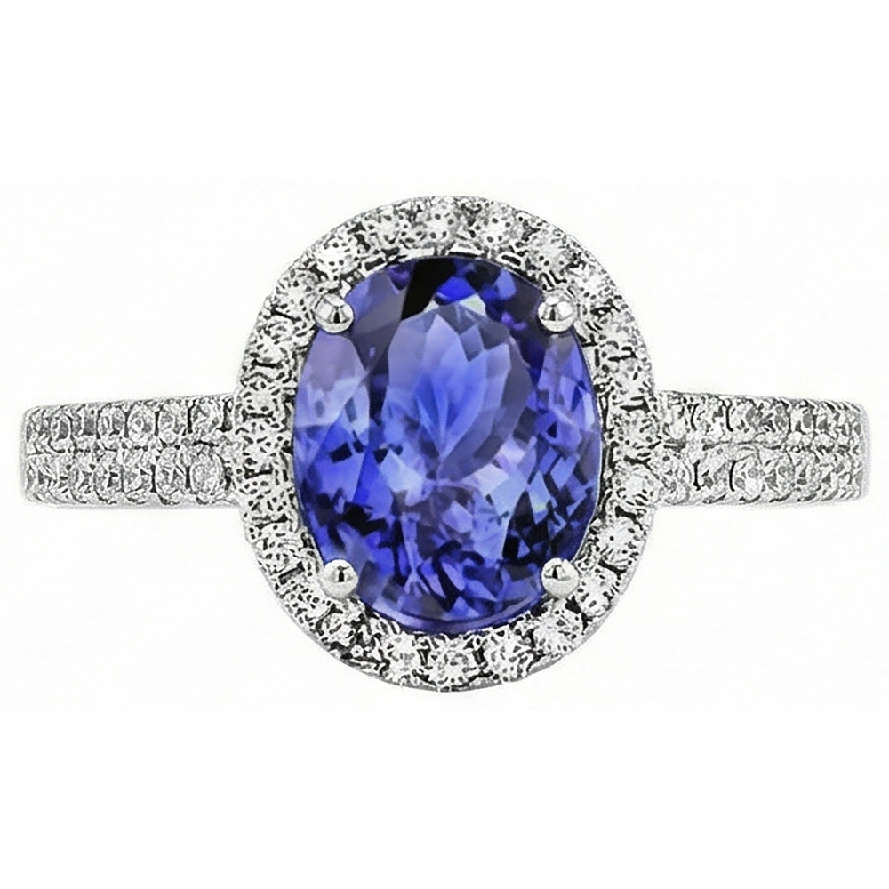 echter oval tansanit 5.60Karat ring Seitenansicht