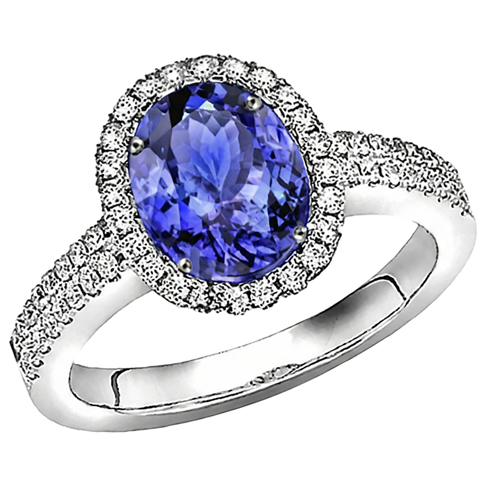 echter oval tansanit 5.60Karat ring Draufsicht