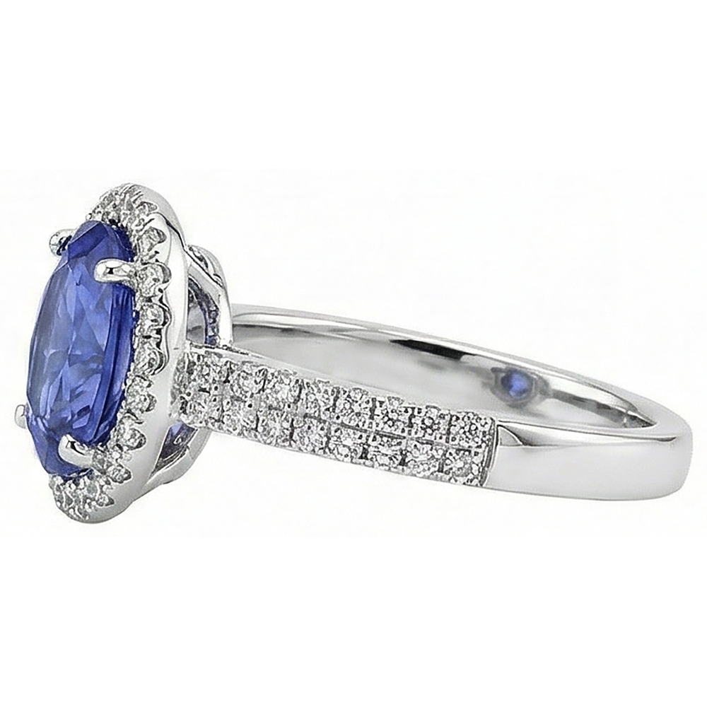 echter oval tansanit 5.60Karat ring Profilansicht