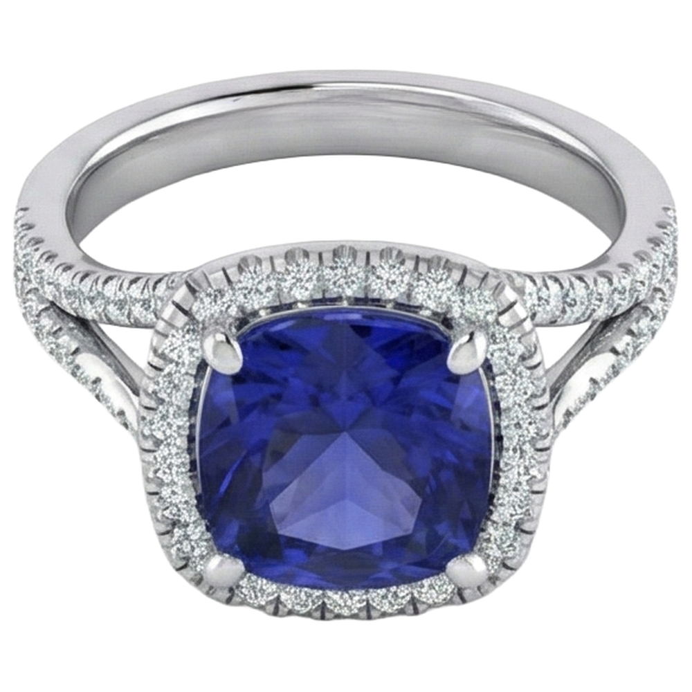 echter round tansanit 5Karat ring Detailansicht