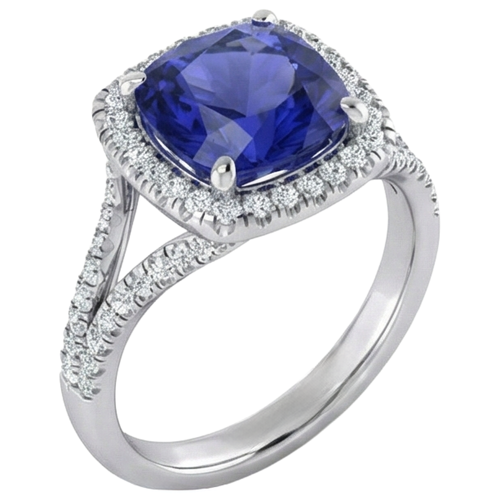 echter round tansanit 5Karat ring Profilansicht