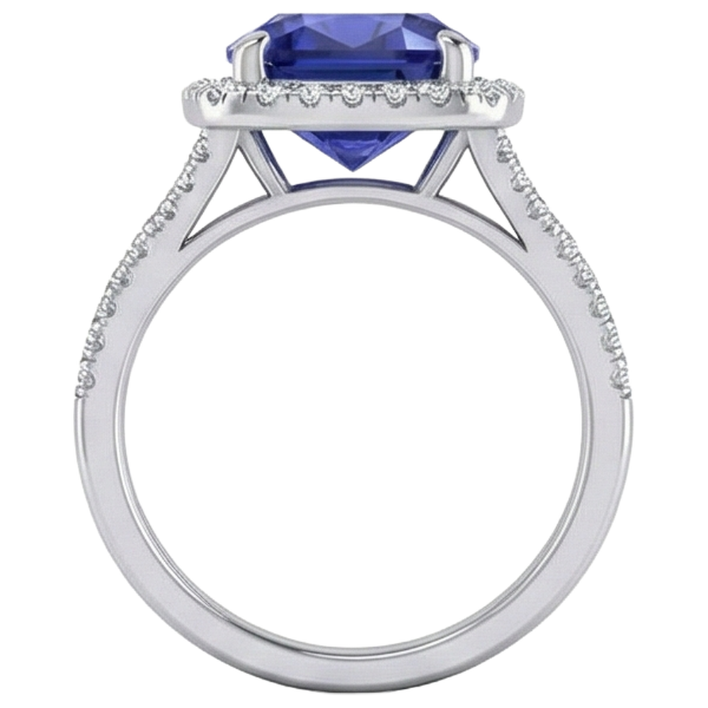 echter round tansanit 5Karat ring mit Diamantbesatz
