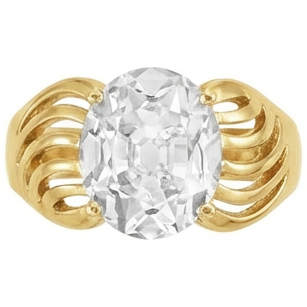 Brillant Old Mine Cut Solitär-Ring in 14K Gelbgold – Schrägansicht