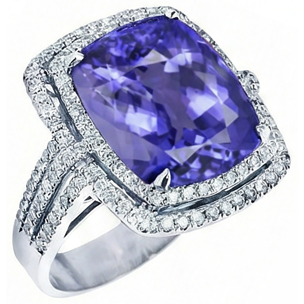 echter round tansanit 5Karat ring Detailansicht