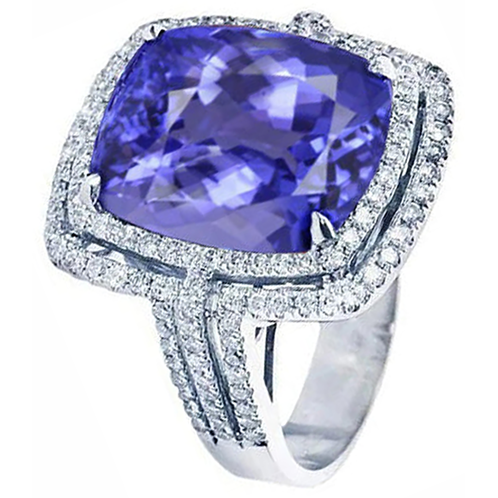 echter round tansanit 5Karat ring Draufsicht