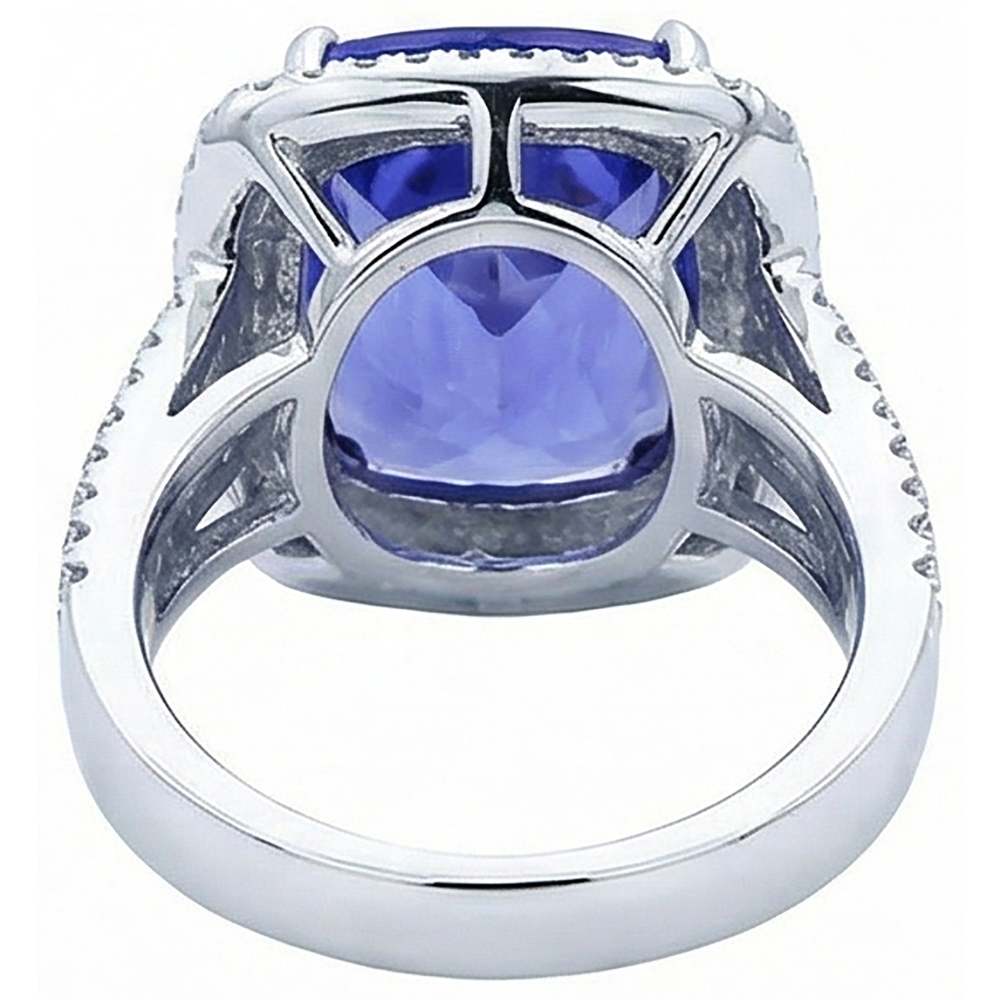 echter round tansanit 5Karat ring mit Diamantbesatz