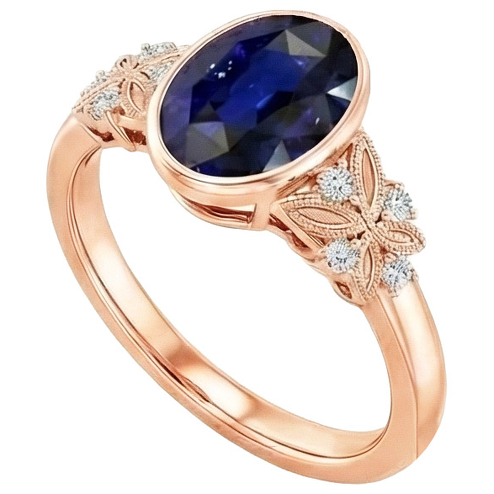 echter oval diamant 5Karat ring Draufsicht