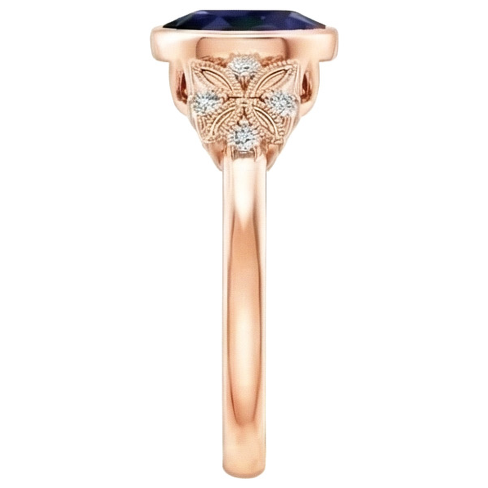 echter oval diamant 5Karat ring Profilansicht