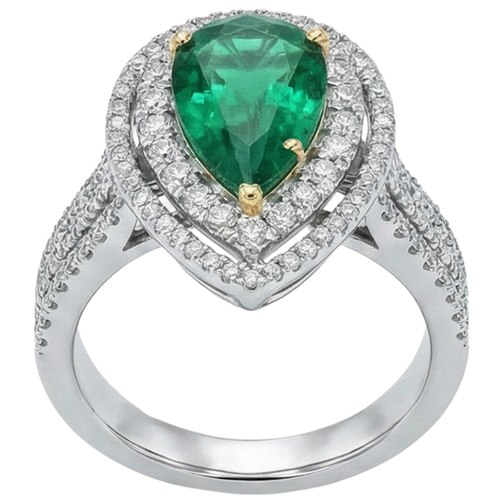 echter round smaragd 5Karat ring Draufsicht