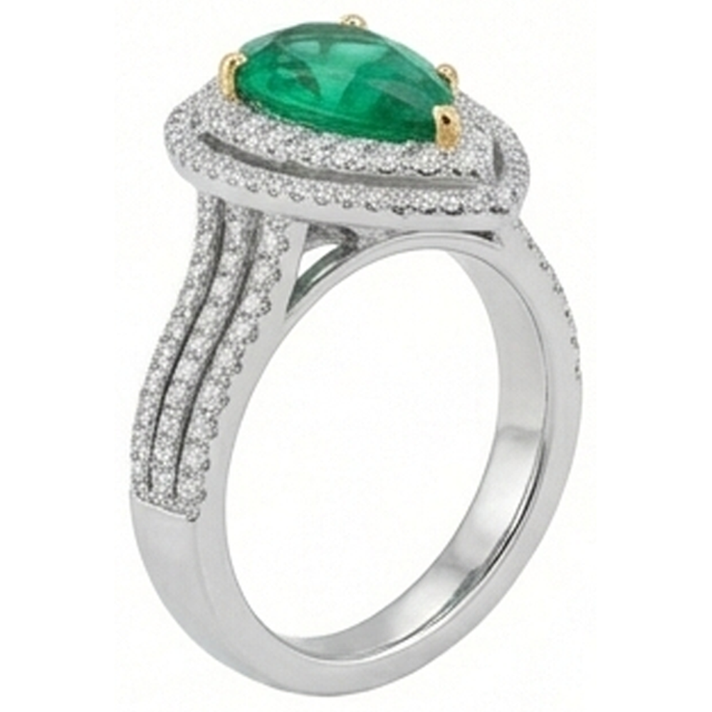 echter round smaragd 5Karat ring mit Diamantbesatz