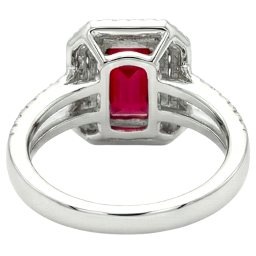 5 Karat Smaragdschliff Rubin und Diamant Ring Weißgold 14K Schmuck