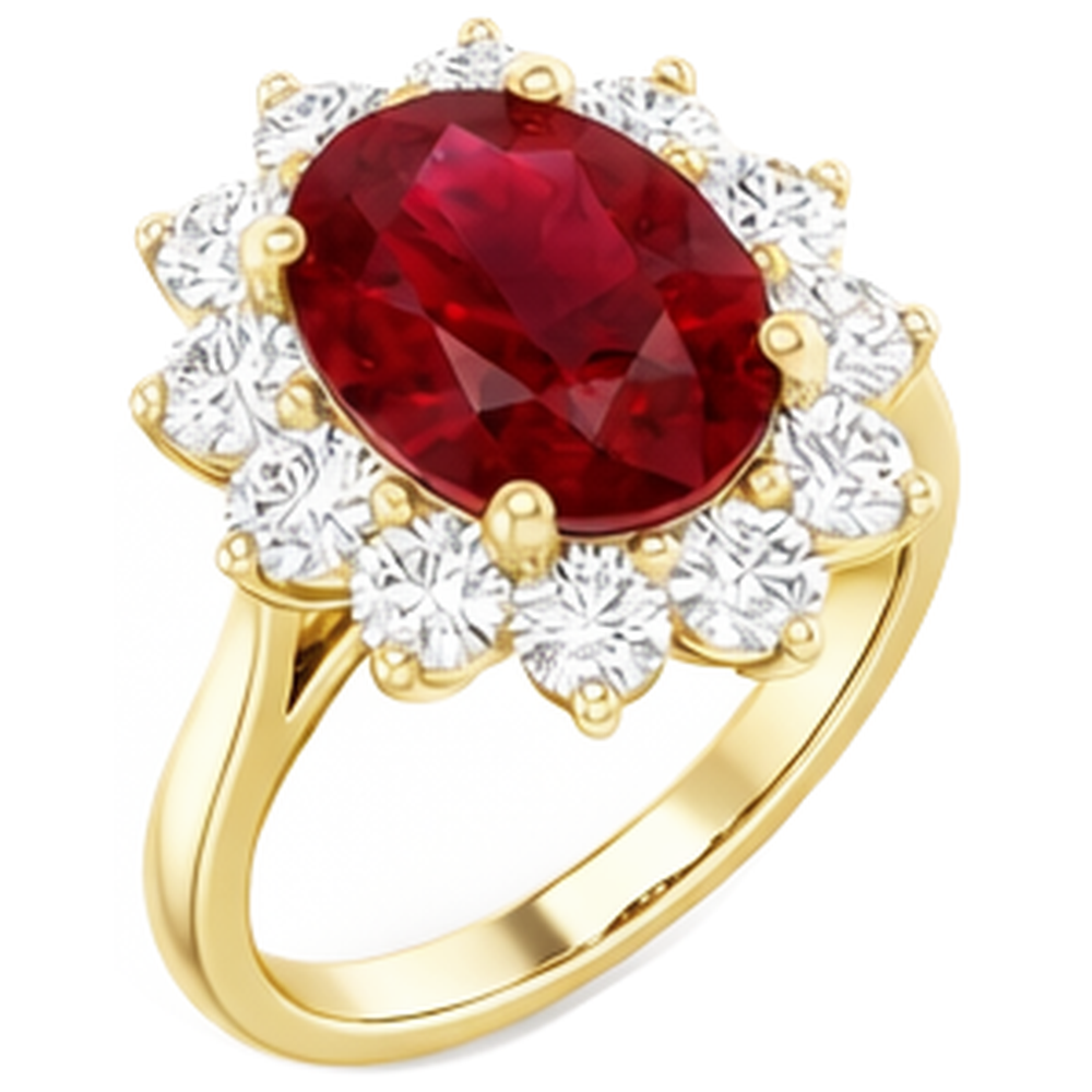 echter oval rubin 3.50Karat ring Dreiviertelansicht