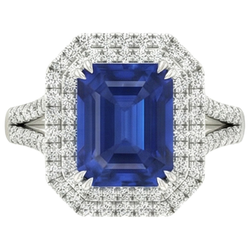 5 ct. Blauer Saphir mit Diamantring Solitär mit Akzenten Schmuck