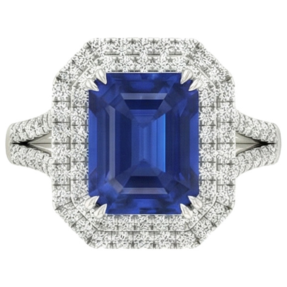 5 ct. Blauer Saphir mit Diamantring Solitär mit Akzenten Schmuck