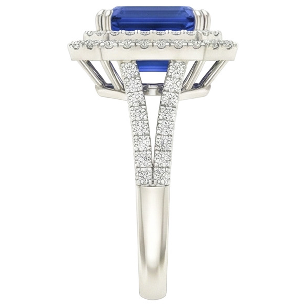 5 ct. Blauer Saphir mit Diamantring Solitär mit Akzenten Schmuck