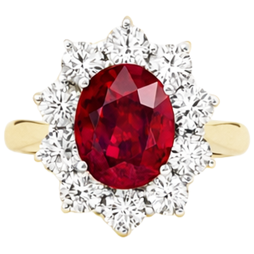 echter oval rubin 5Karat ring Seitenansicht