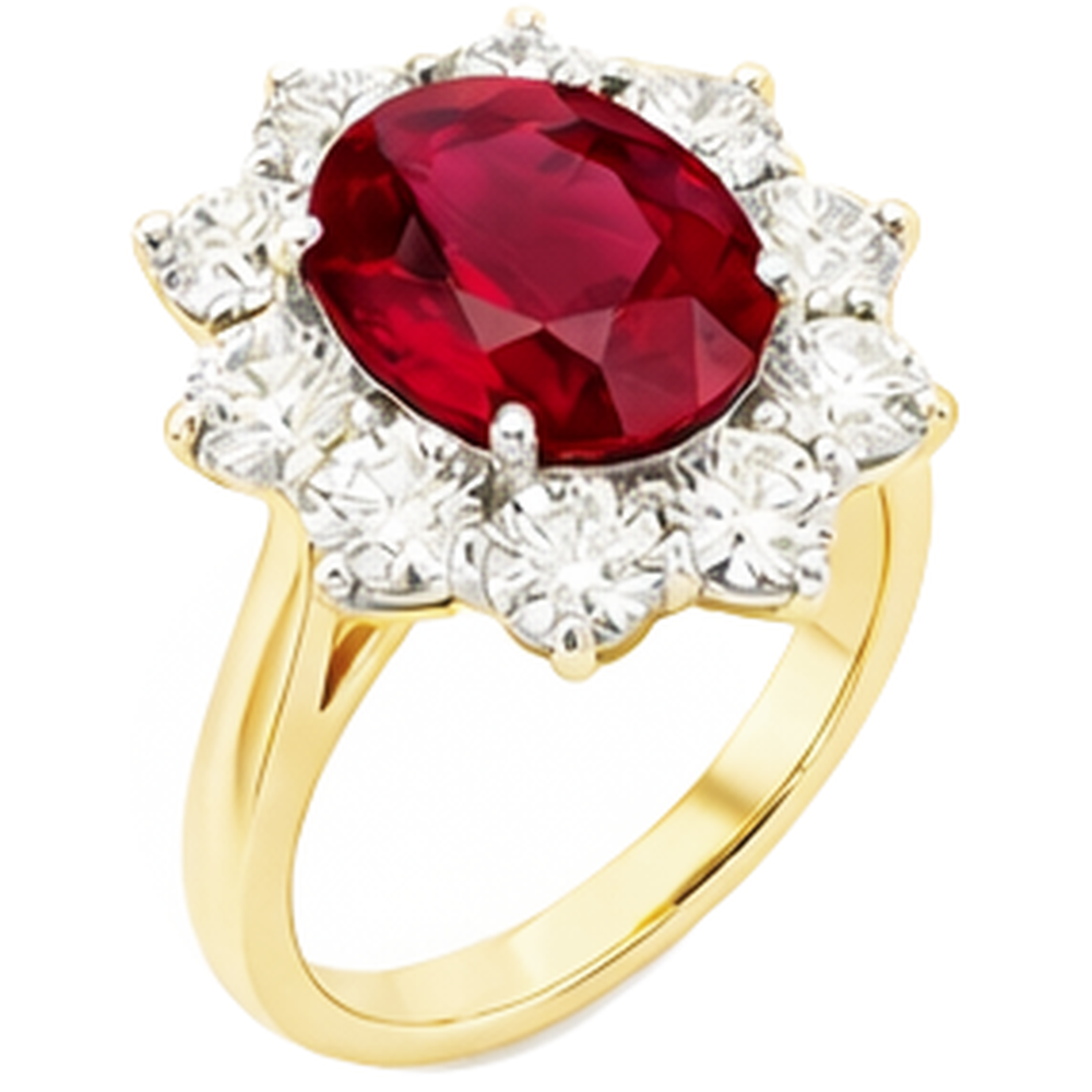 echter oval rubin 5Karat ring Detailansicht