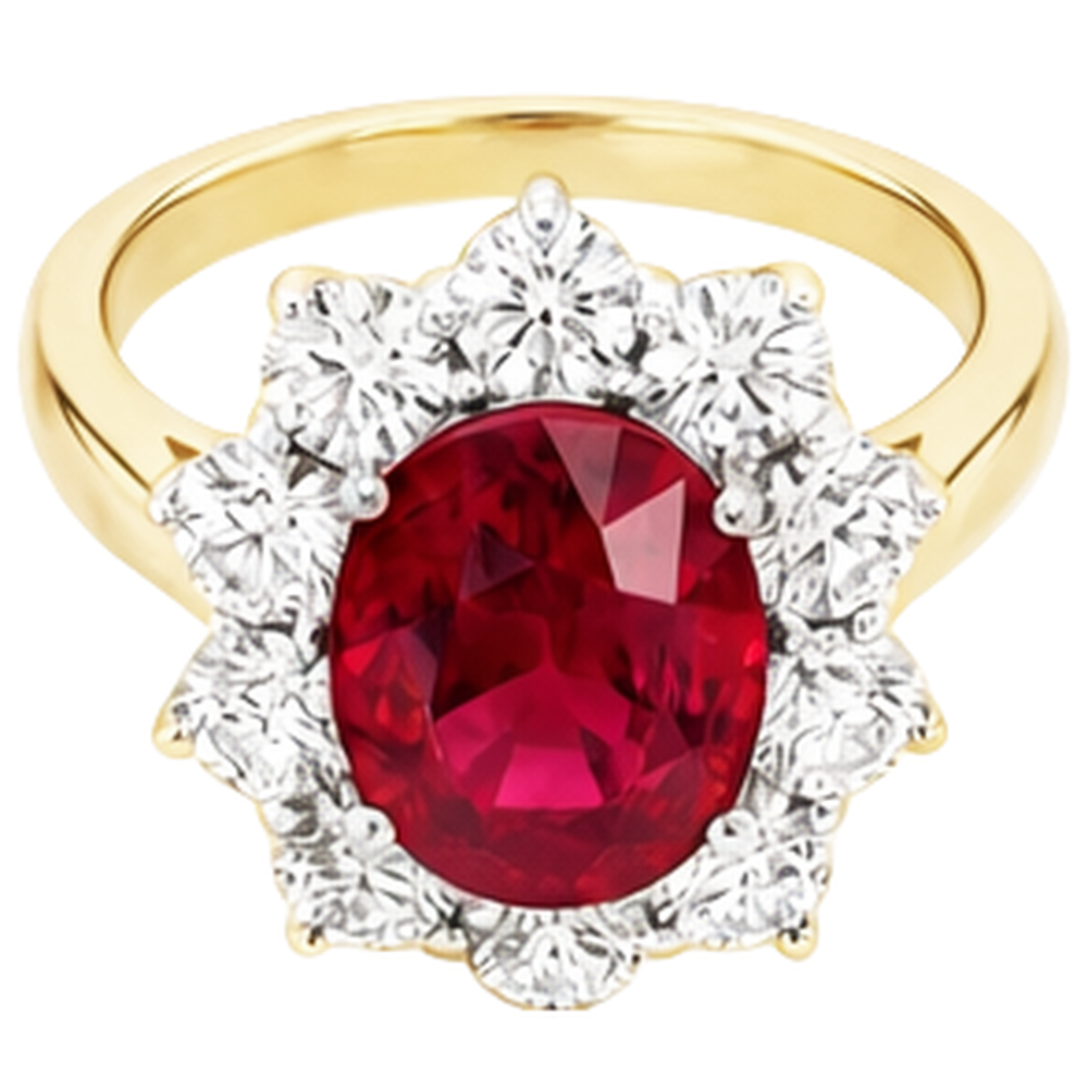 echter oval rubin 5Karat ring Draufsicht