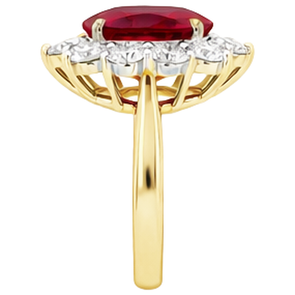 echter oval rubin 5Karat ring Profilansicht