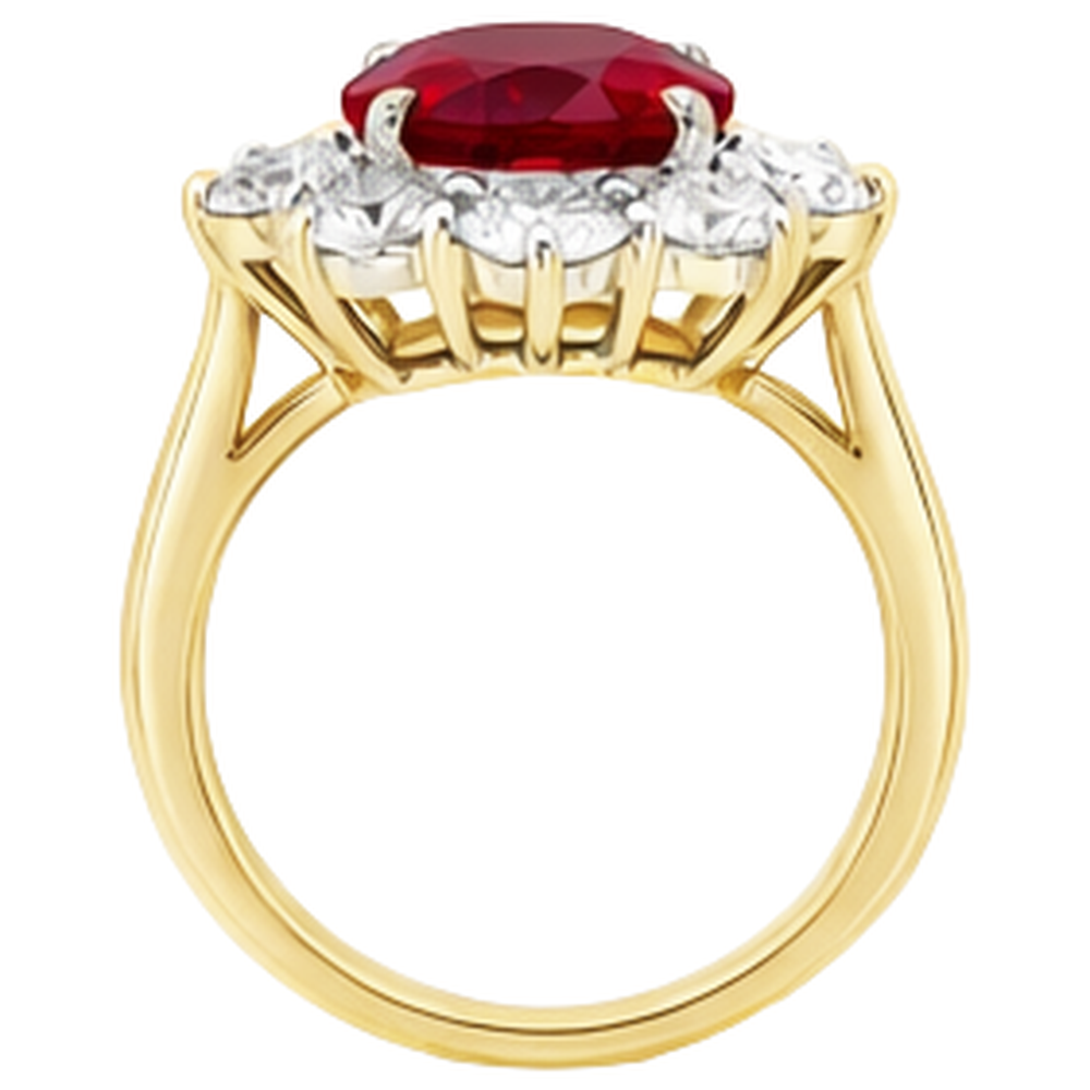 echter oval rubin 5Karat ring auf Weiß