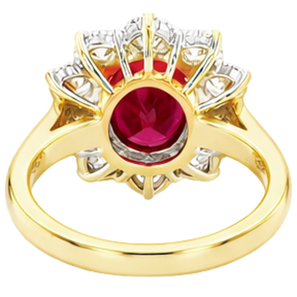 echter oval rubin 5Karat ring mit Diamantbesatz