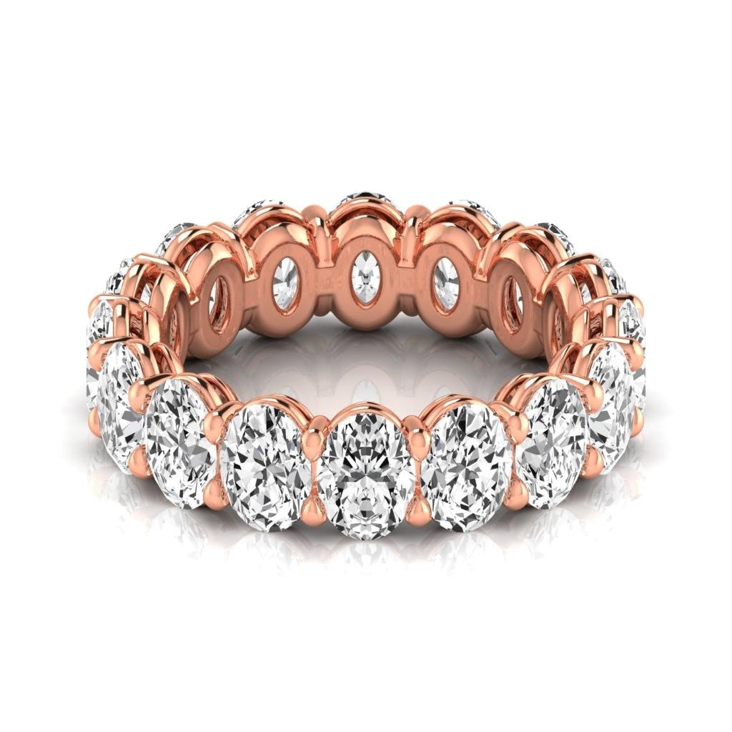 Oval-Schliff Diamant Ring in 14 Karat Roségold – Frontansicht