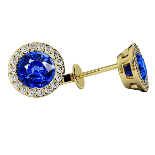 Blauer Saphir Brillantschliff Designer-Schmuck in 14K Gelbgold – Hauptansicht