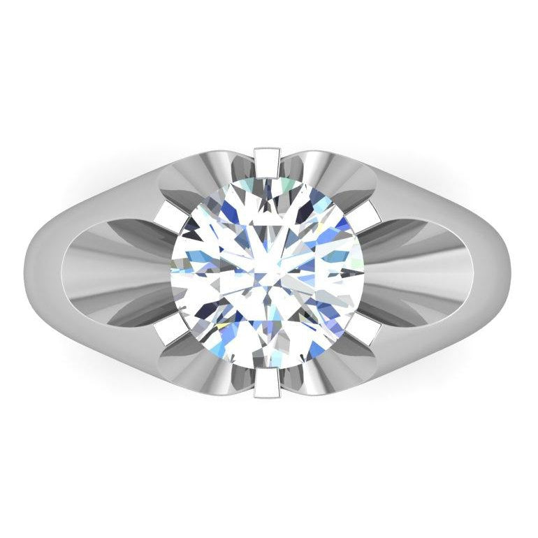Brillant Herrenring 3-Karat 10K White Gold – Seitenansicht