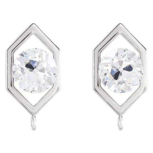 Naturreiner Diamant Ohrringe 2,50 Karat 14K Weißgold – Hauptansicht