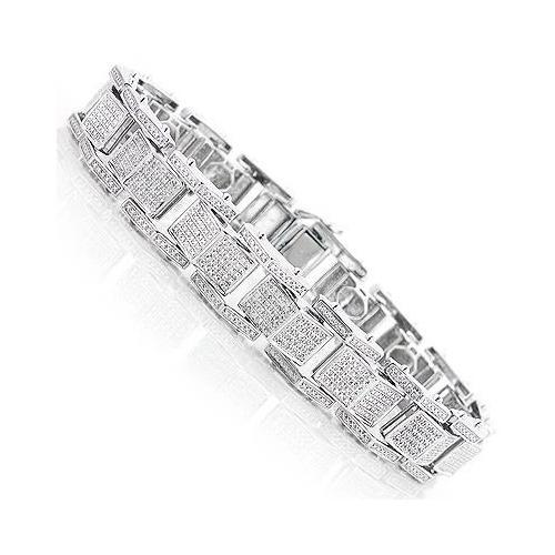 5 Karat Herren Runde Form Natürliche Diamant Armband Weißgold 14K