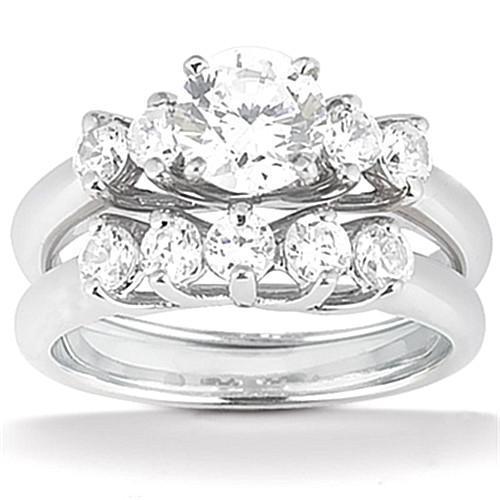 5 Steine Spalier Echt Diamant Verlobungsring Band Set 1,85 Karat WG 14K