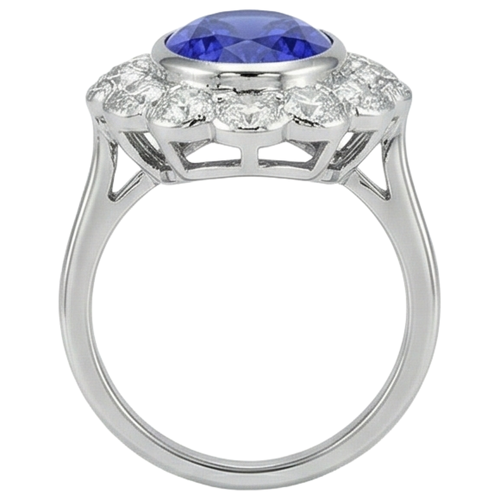 echter oval diamant 3.40Karat ring Profilansicht