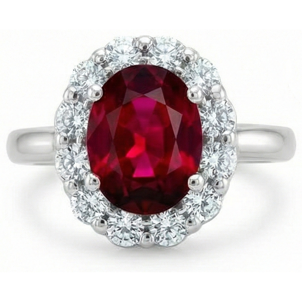 echter oval rubin 5.25Karat ring Vorderansicht