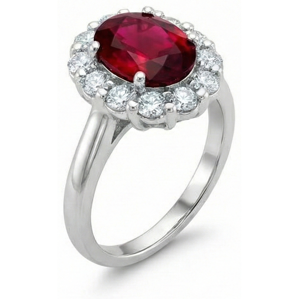 echter oval rubin 5.25Karat ring Seitenansicht