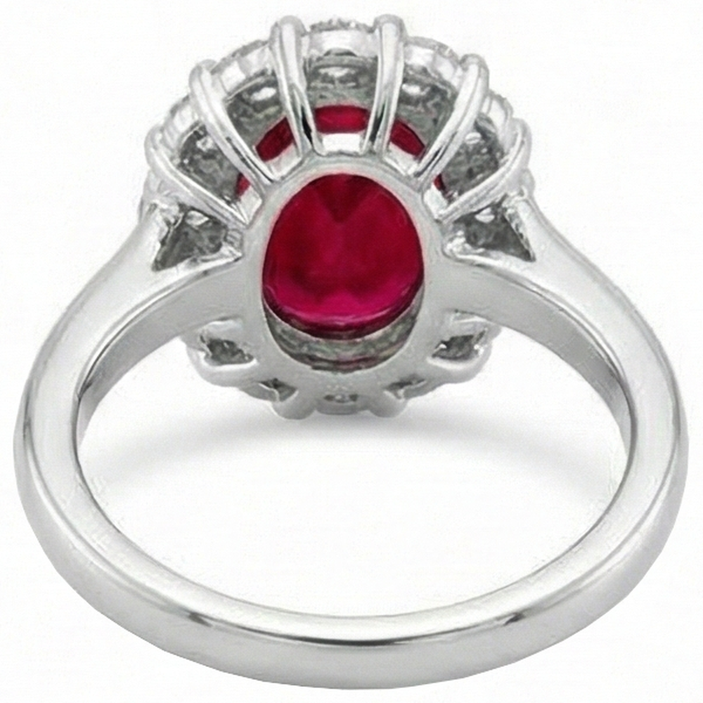 echter oval rubin 5.25Karat ring Draufsicht