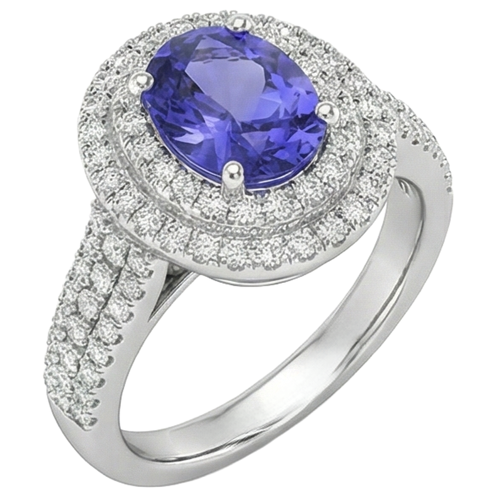 echter oval diamant 3.50Karat ring Draufsicht