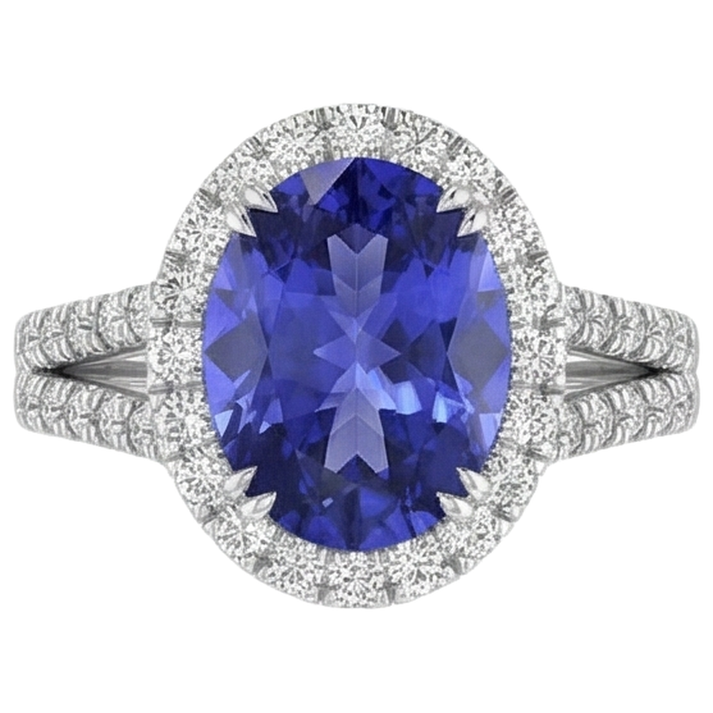 echter oval tansanit 4.75Karat ring Seitenansicht