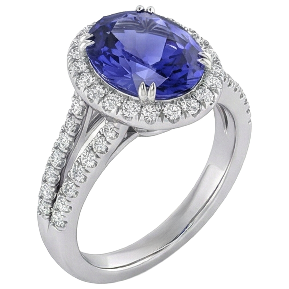 echter oval tansanit 4.75Karat ring Draufsicht